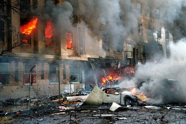 &nbsp; A Pentagon elleni támadás utóhatásai 2001. szeptember 11-én.&nbsp;&nbsp;